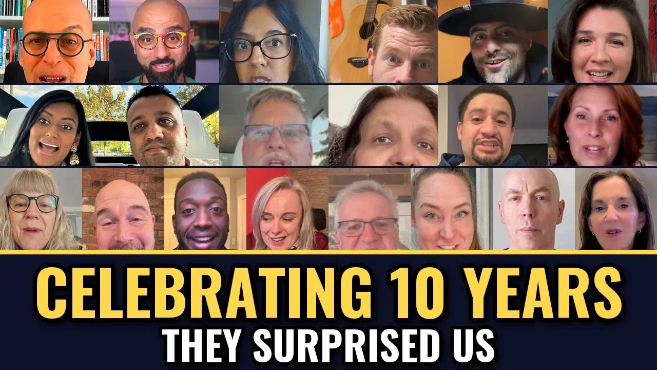 Faces of the Speaker Slam® community who sent 10-year tribute messages to Dan Shaikh and Rina Rovinelli