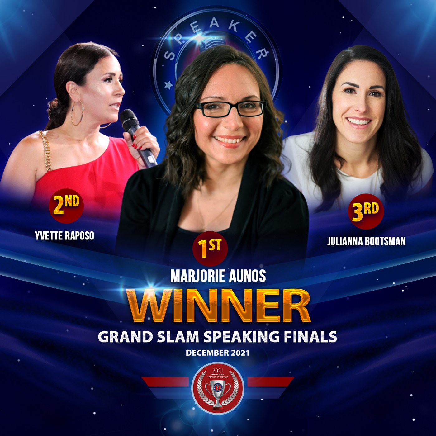 2021 Grand Slam winners: Marjorie Aunos, Yvette Raposo, Julianna Bootsman