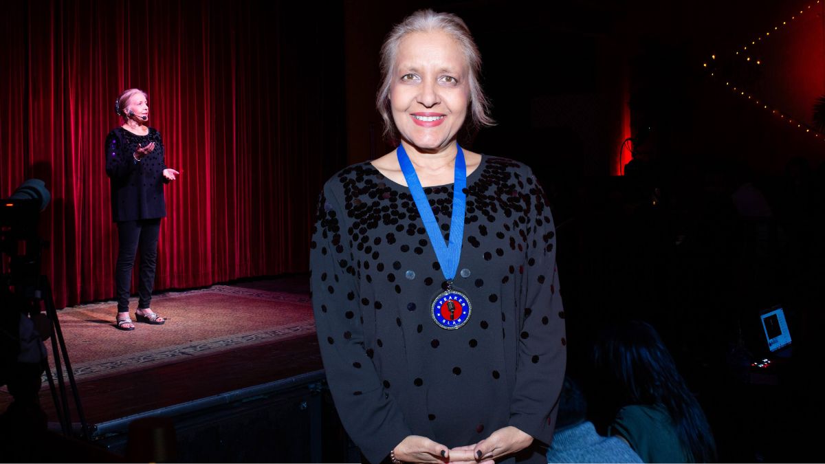Dr. Sujata Ives, second-place finisher at Speaker Slam® Against All Odds 2026. Maryland-based keynote speaker, employment psychologist, bestselling author, and military spouse who delivered her speech Voice of Valor at Lula Lounge in Toronto.